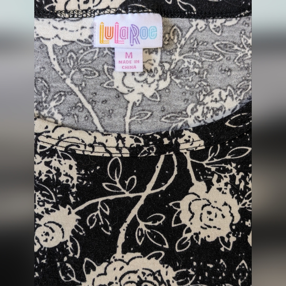 LuLaRoe Black and White Floral Striped Dress. Size M. - Picture 3 of 6